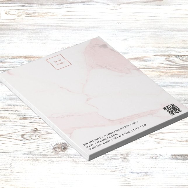 logotyp för  rosa marble elegant Business QR-kod Anteckningsblock (Skapare uppladdad)