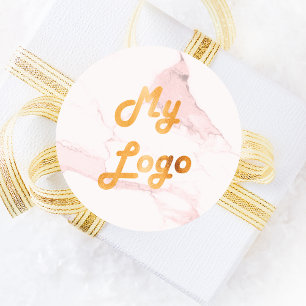 logotyp för  rosa marble image business runt klistermärke