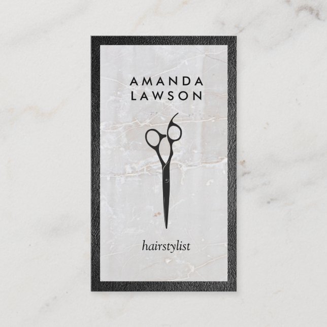 Logotyp för sax | Läder | Sten Visitkort (Framsida)