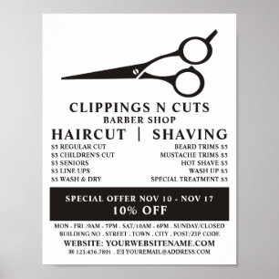 Logotyp för saxar, Manar Barbers Reklamation Poster