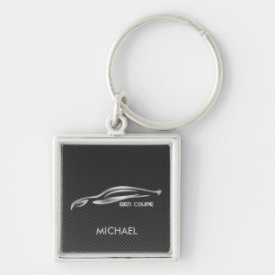 Logotyp för Silhouette för silverGen-Coupe Fyrkantig Silverfärgad Nyckelring