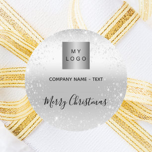 Logotyp för sparkler i jultomten silver glitter runt klistermärke
