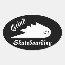 Logotyp för sport med slipat skateboard ovalt klistermärke