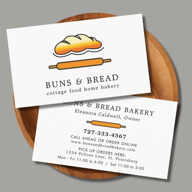 Logotyp för stuckning av matbaksädesbagage visitkort (Cottage Food Home Bakery Bread Logo Business Card)