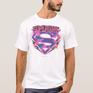Logotyp för Supergirl rosa- och lilaGrunge T-shirt