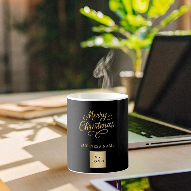 Logotyp för svartjobb i guld kaffemugg (Skapare uppladdad)