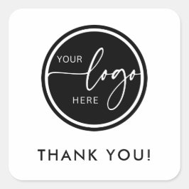 Logotyp för svartvit Anpassningsbar - Tack Fyrkantigt Klistermärke