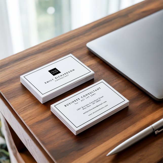 Logotyp för svartvit professionell med minimal ele visitkort (Minimalist elegant black white professional logo)