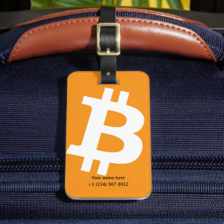 Logotyp för trendig Personlig Bitcoin Orange Bagagebricka