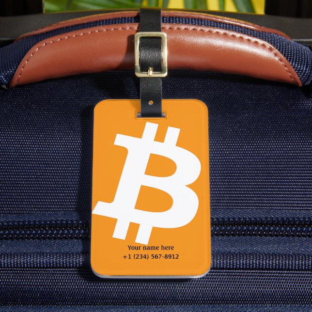 Logotyp för trendig Personlig Bitcoin Orange  Bagagebricka (Framsida Insitu 2)