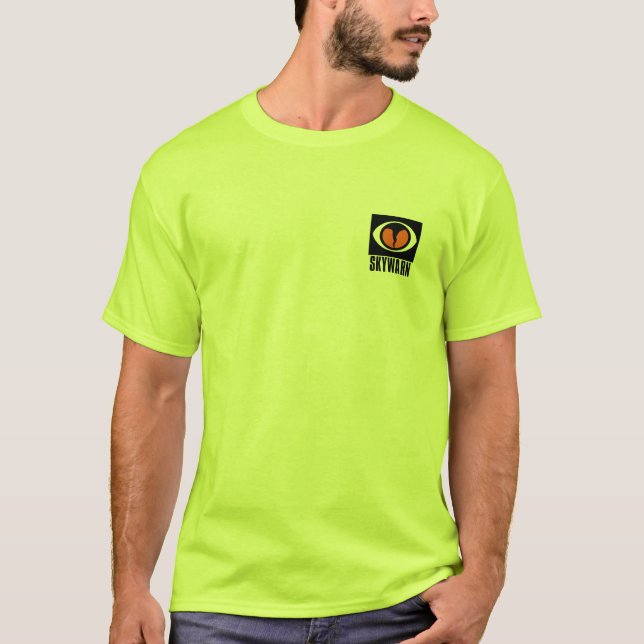 Logotyp för TShirt för SKYWARN-SÄKERHETSGRÖNT och Tee Shirt (Framsida)