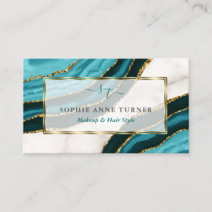 Logotyp för turkos Agate Initialer Calligraphy  Br Visitkort