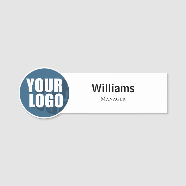 Logotyp för vanlig vit Anpassningsbar Medarbetare  Namnbricka (Framsida)