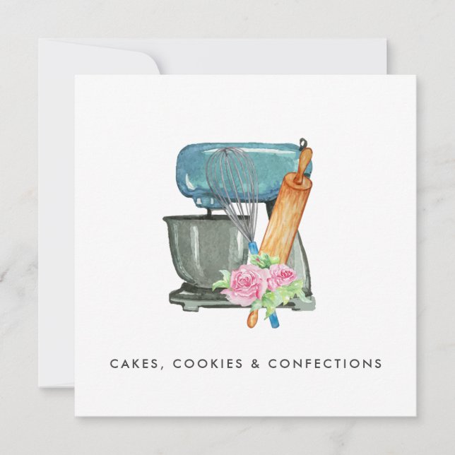 Logotyp för vattenfärgsbakverk | Blommigt Digital  Inbjudningar (Framsida)