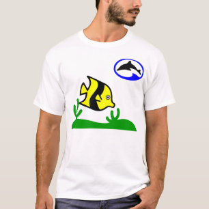 Logotyp för vintagedykaredelfin & fiskT-tröja T-shirt