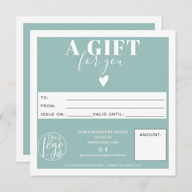 Logotyp för vinterblått modernt fyrkantigt present (Fram/baksida)