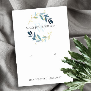 Logotyp FÖR VISNING AV BLUE GULD FOLIAGE MONOGRAM Visitkort