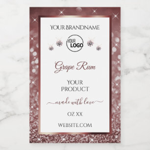 Logotyp för vit Burgundy Glitter- Mat Etikett