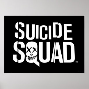 Logotyp för vit för självmordSquad Poster