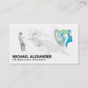 Logotyp för VR-headset-teknik   Världskarta Visitkort