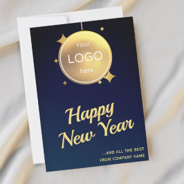 Logotyp företagsguld blått nyår Julkort
