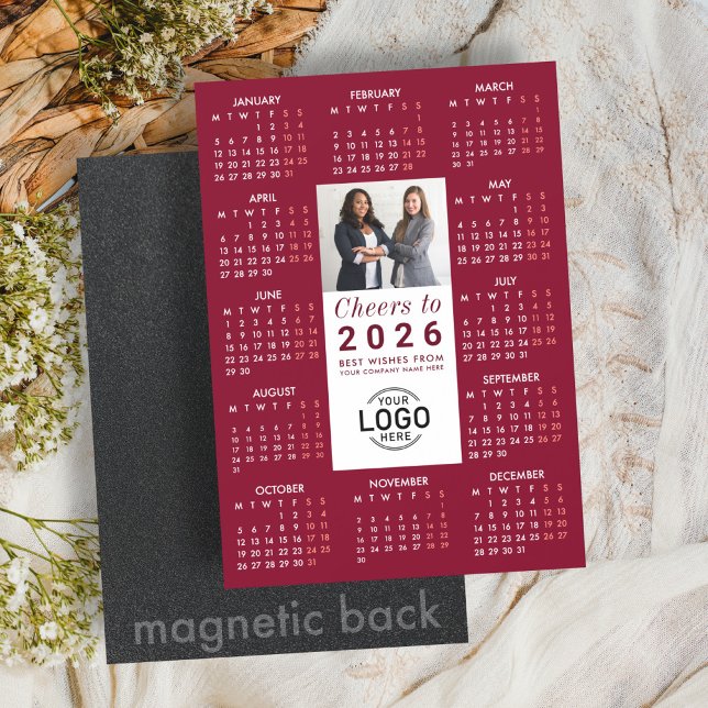 Logotyp Foto Burgundy Kalender 2026 Magnetisk Kort (Skapare uppladdad)