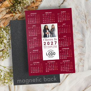 Logotyp Foto Burgundy Kalender 2027 Magnetisk Kort