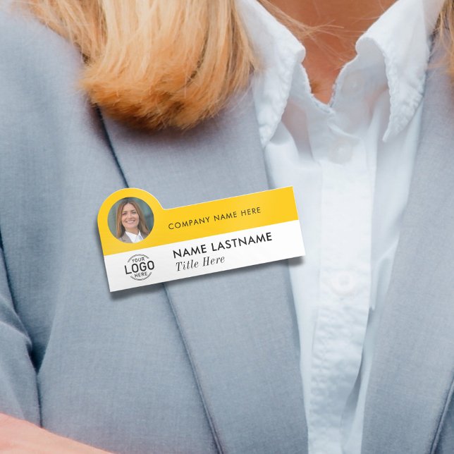 Logotyp Foto ID Modern Gult Business Company Title Namnbricka (Skapare uppladdad)