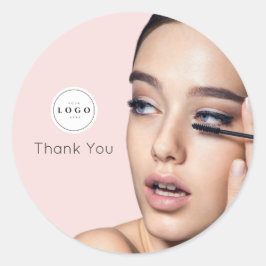 Logotyp Foto Makeup Tack Rosa Runt Klistermärke