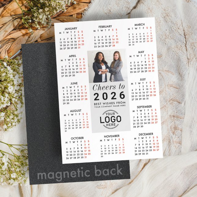 Logotyp Foto Modern Calendar 2026 Magnetic Card Magnetisk Inbjudningskort (Skapare uppladdad)