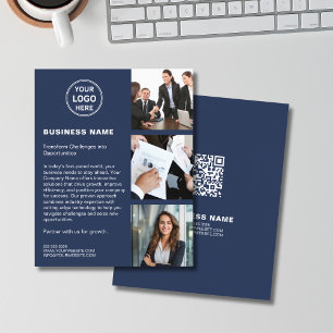 Logotyp Foto QR Modern Navy Corporate Business Flygblad