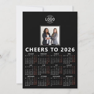 Logotyp Foto Svart Elegant Kalender 2026 Företag Julkort