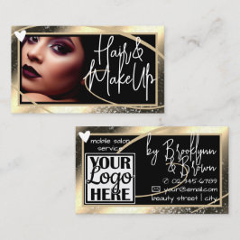 Logotyp Fotomall Snyggt Guld Ram Heart Luxe Visitkort