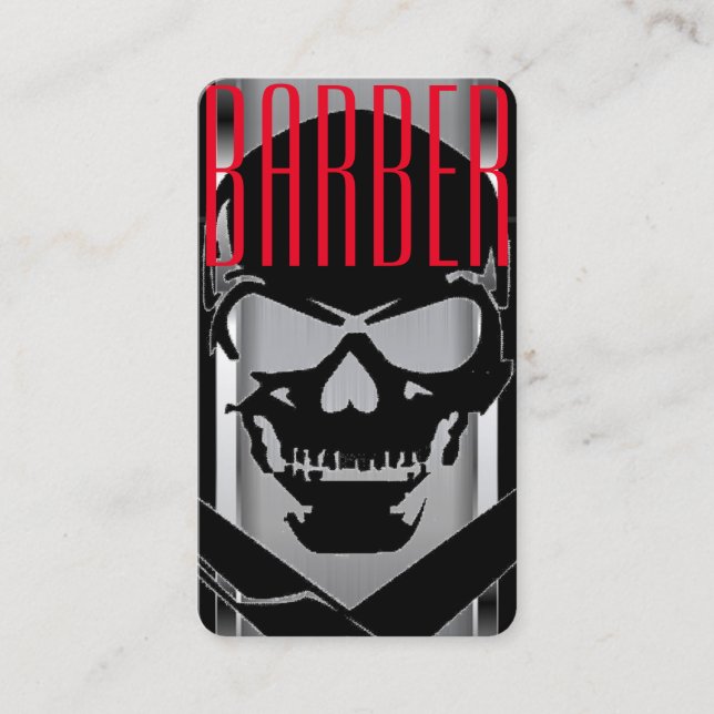 logotyp från barber/skalle visitkort (Framsida)