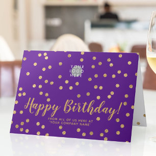 Logotyp Glitter Guld Confetti Indigo Lila Birthday Kort