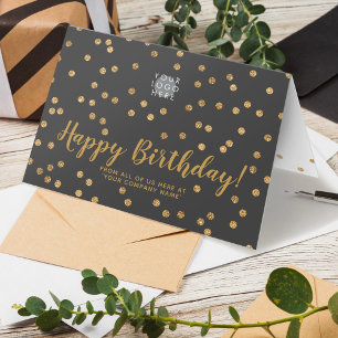 Logotyp Glitter Guld Konfetti Mörk Grått födelseda Kort