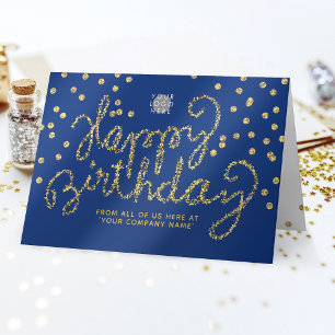 Logotyp Glitter Konfetti Blå födelsedag Kort