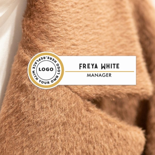 Logotyp, Guld accent, Vita Namn bricka Namnbricka (Skapare uppladdad)