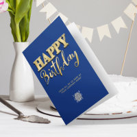 Logotyp Guld Lettering Business Birthday Navy Blue