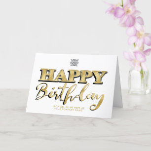 Logotyp Guld Lettering Business Birthday White Kort
