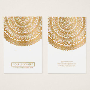 Logotyp Guld Mandala White Background Earring Card Visitkort