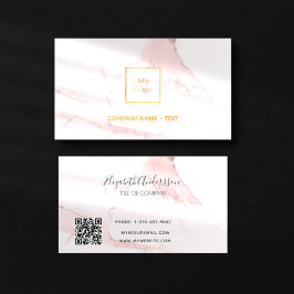 Logotyp guld rosa marble minimalist elegant QR-kod Visitkort