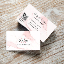 Logotyp guld rosa marble monogram elegant QR Visitkort