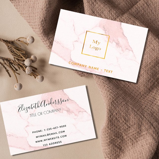 Logotyp guld rosa marmor av minimalistisk elegant, visitkort (Skapare uppladdad)
