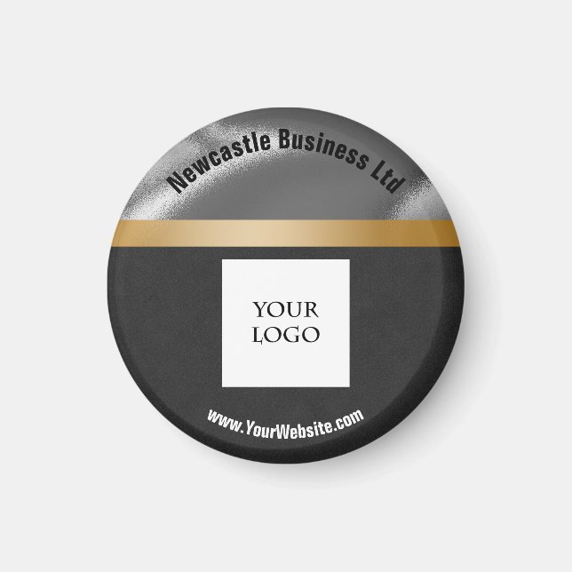 Logotyp Guld, Silver & Black Suede Promoto busines Magnet (Framsidan)