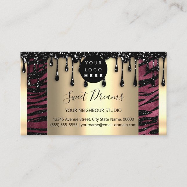 Logotyp Hair Makeup Nagel Drifts SPA QRCode Burgun Visitkort (Framsida)