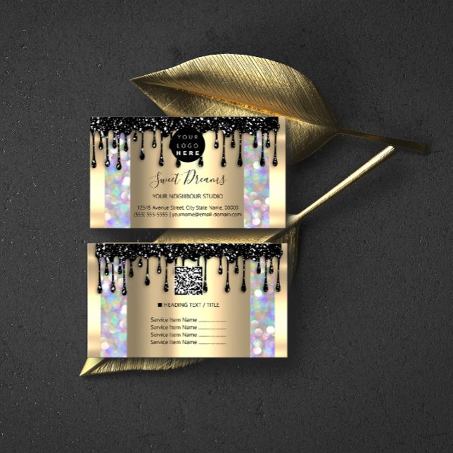 Logotyp Hair Makeup Nagel Drifts SPA QRCode Hologr Visitkort (Skapare uppladdad)