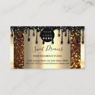 Logotyp Hair Makeup Nagel Drip SPA QRCode Guld Lux Visitkort
