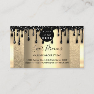 Logotyp Hair Makeup Nagel Drip SPA QRCode Guld Stu Visitkort