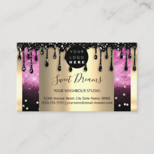 Logotyp Hair Makeup Nagel Drip SPA QRCode Rosa Visitkort